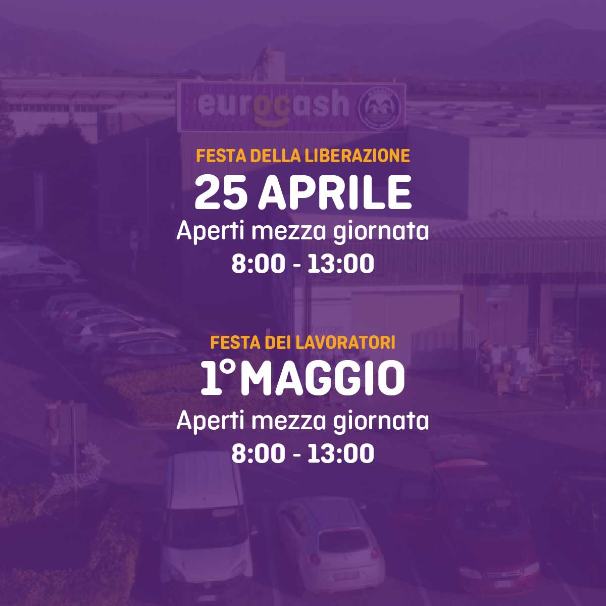 Orari 25 aprile e 1° maggio 2026
