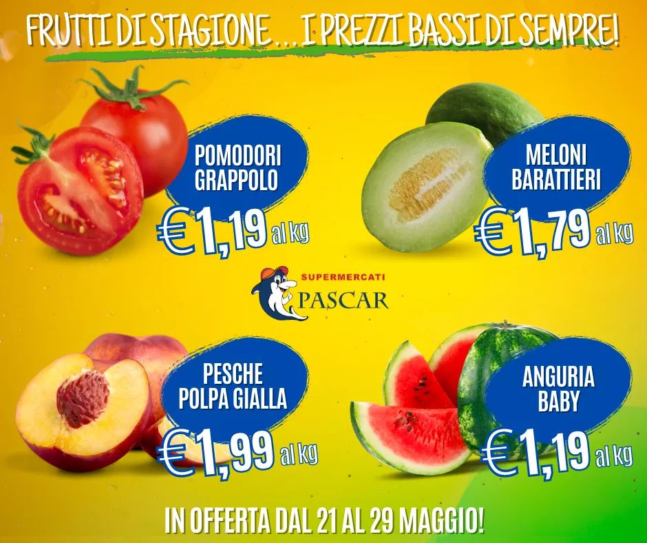 Scopri le offerte ortofrutta di Pascar!