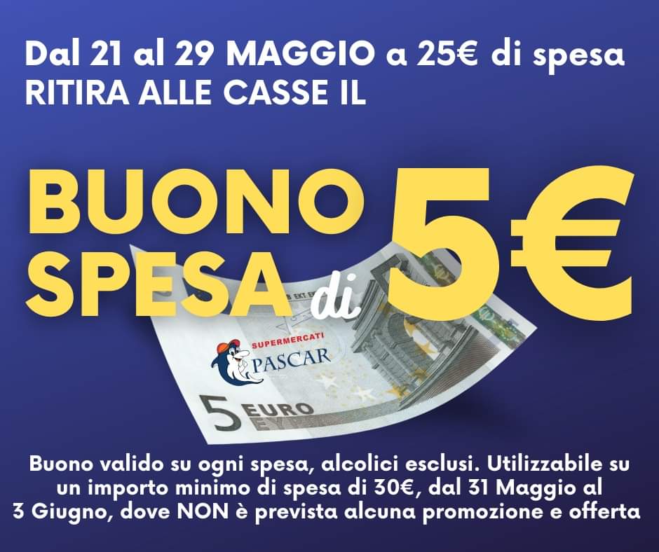 Prendi il tuo BUONO SPESA di 5 Euro!