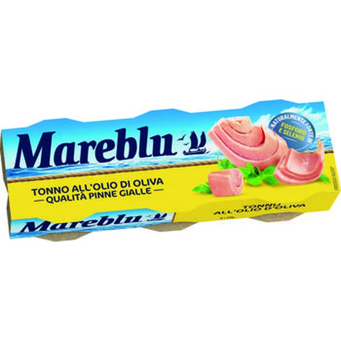 Mareblu tonno all'olio di oliva qualità pinna gialla 70 gr x 3
