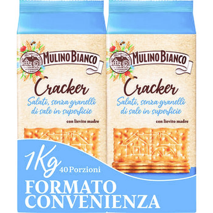 Mulino Bianco crackers bipacco salati / senza granelli di sale 1 kg