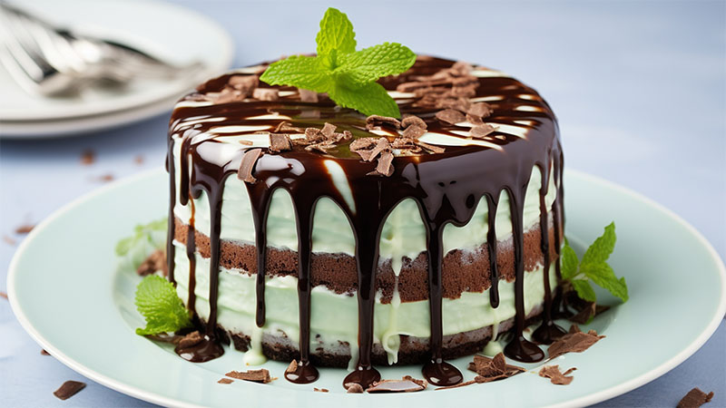 Torta con panna e glassa al cioccolato