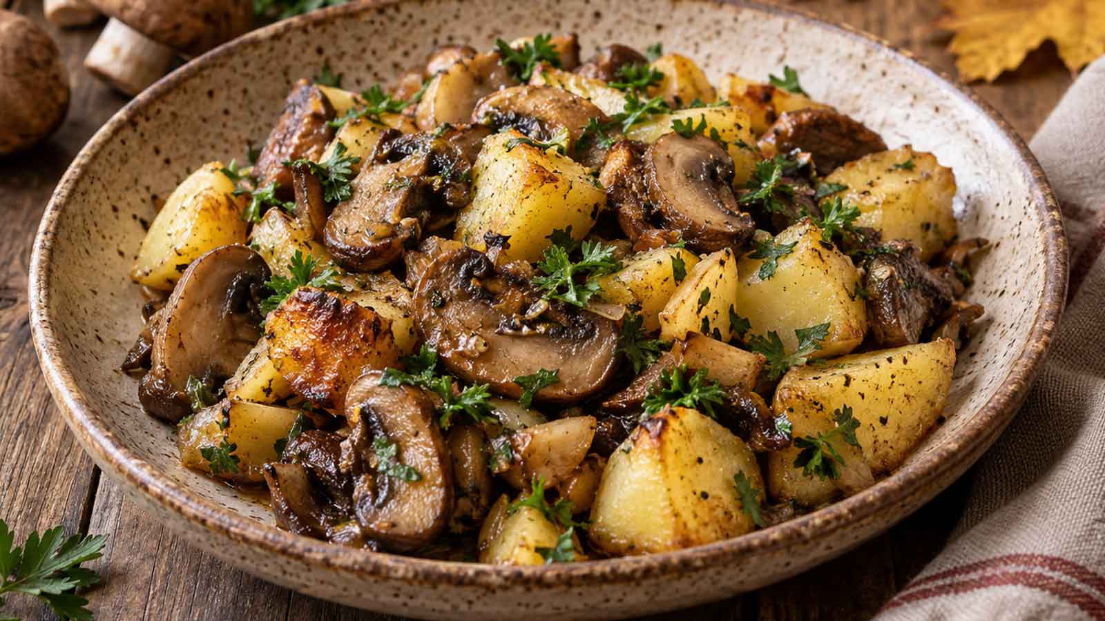 Funghi e patate in padella