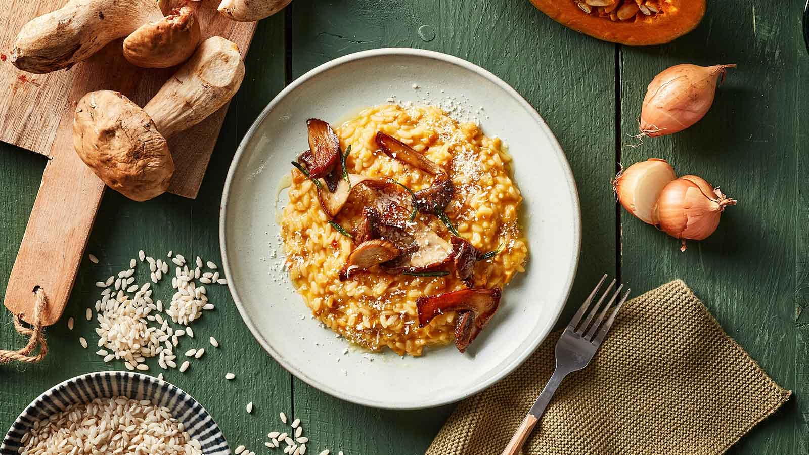 Risotto alla zucca e funghi porcini